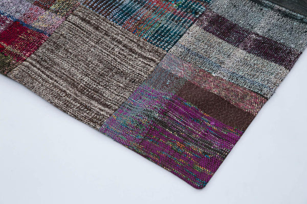 Kırk Yama Gri Patchwork Pamuk Yün El Dokuma Halısı 237x299 Agacan