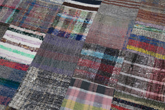 Kırk Yama Gri Patchwork Pamuk Yün El Dokuma Halısı 237x299 Agacan