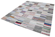 Kırk Yama Gri Patchwork Pamuk Yün El Dokuma Halısı 248x304 Agacan