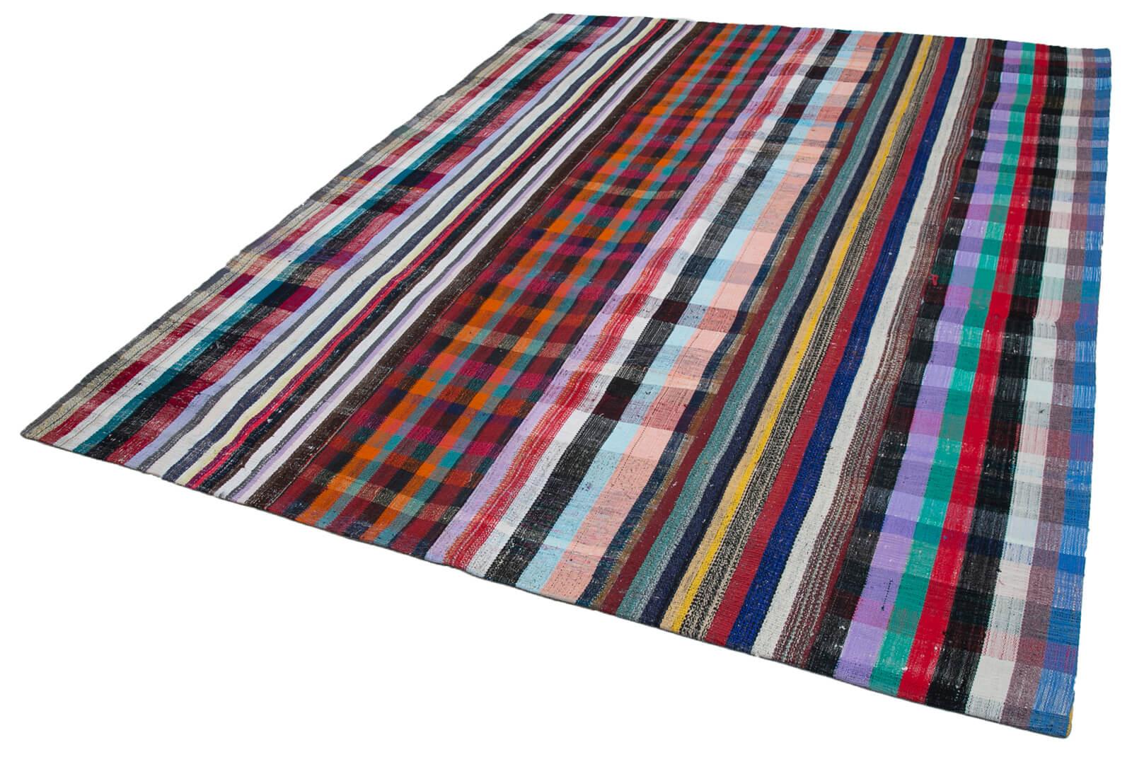 Kırk Yama Gri Patchwork Pamuk Yün El Dokuma Halısı 243x307 Agacan