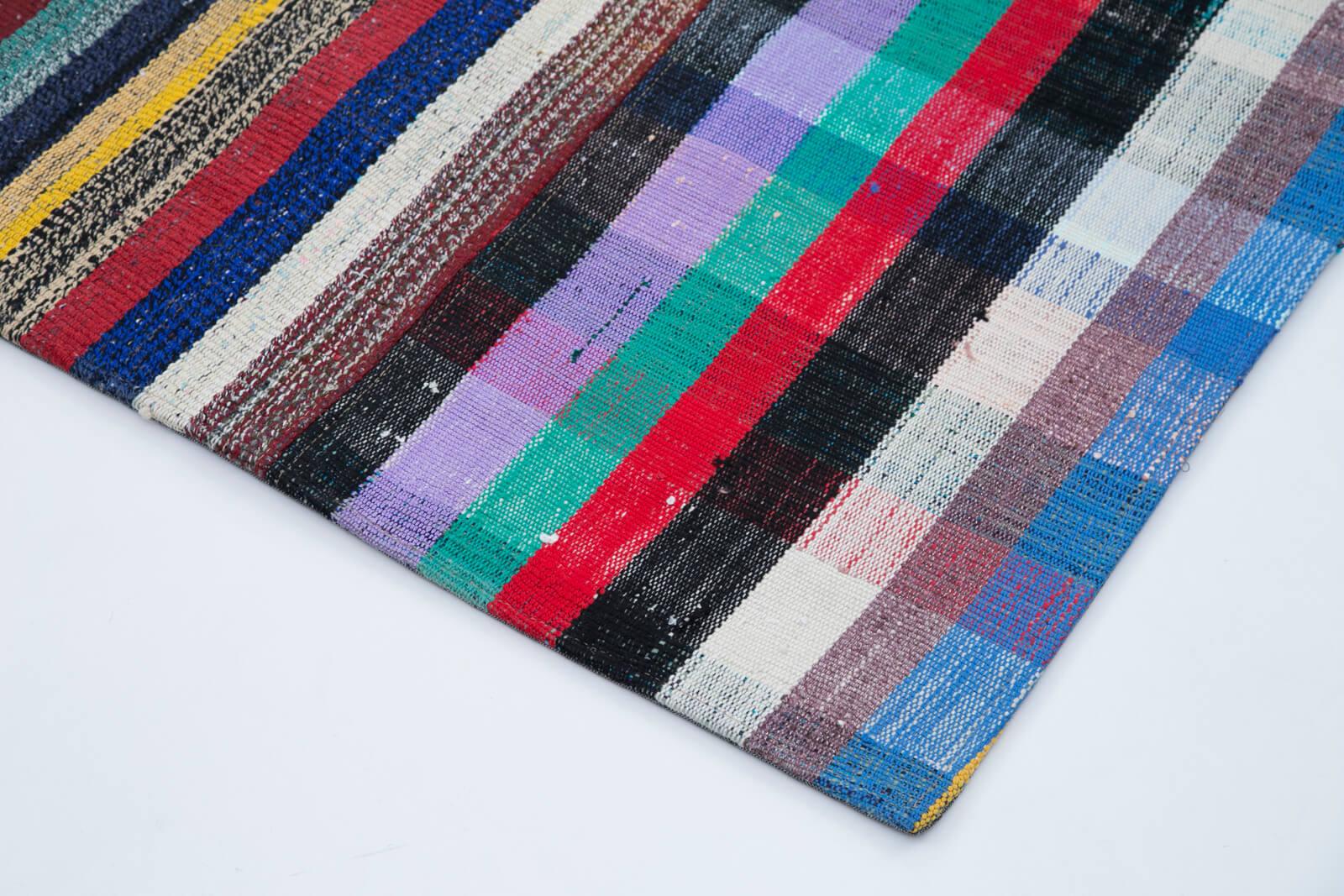 Kırk Yama Gri Patchwork Pamuk Yün El Dokuma Halısı 243x307 Agacan