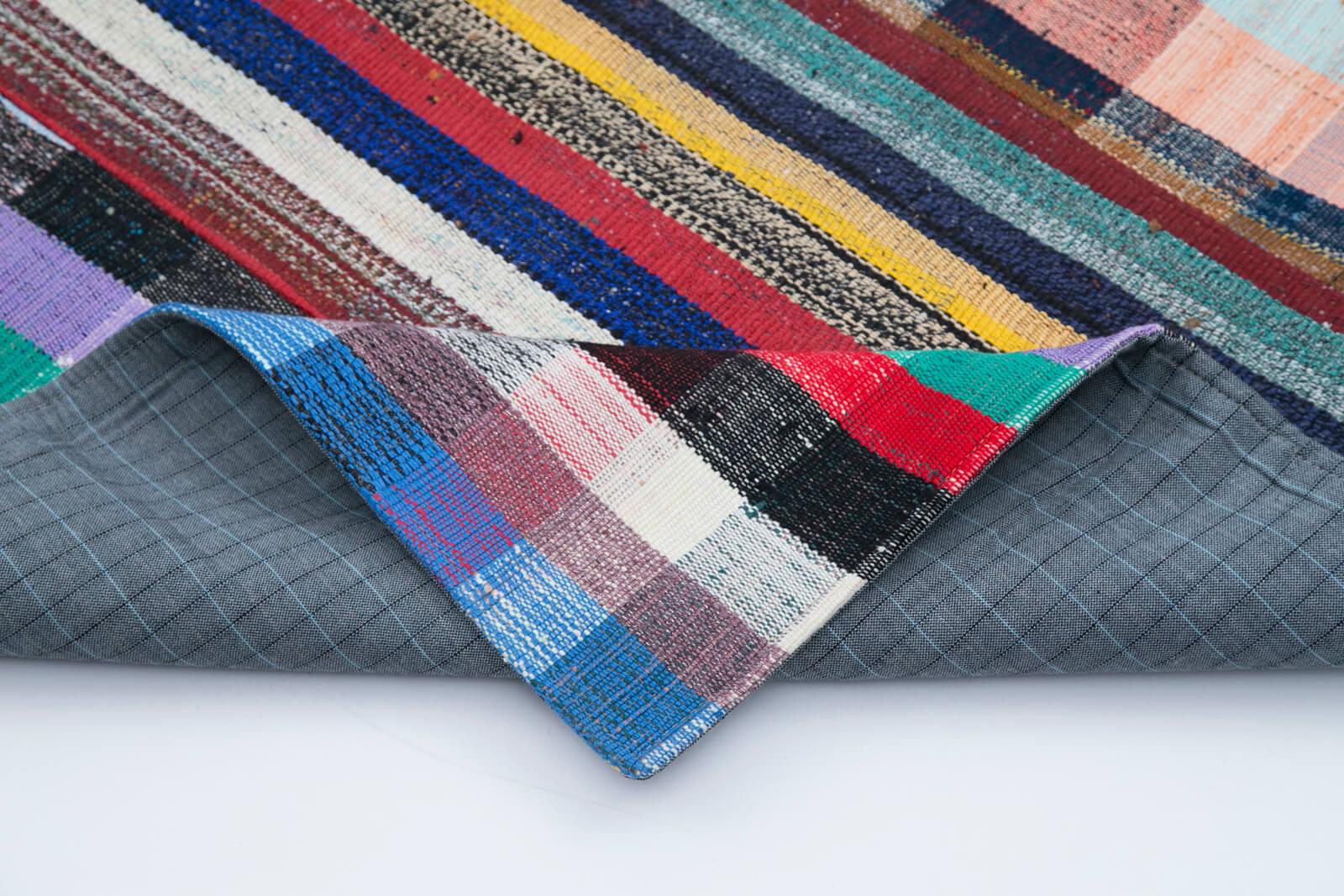 Kırk Yama Gri Patchwork Pamuk Yün El Dokuma Halısı 243x307 Agacan