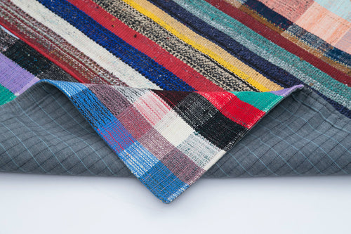 Kırk Yama Gri Patchwork Pamuk Yün El Dokuma Halısı 243x307 Agacan