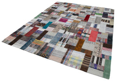 Kırk Yama Gri Patchwork Pamuk Yün El Dokuma Halısı 246x306 Agacan