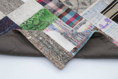 Kırk Yama Gri Patchwork Pamuk Yün El Dokuma Halısı 246x306 Agacan