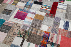 Kırk Yama Gri Patchwork Pamuk Yün El Dokuma Halısı 246x306 Agacan
