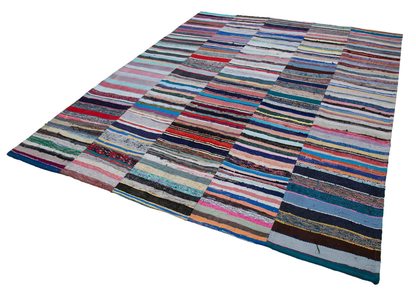 Kırk Yama Gri Patchwork Pamuk Yün El Dokuma Halısı 248x307 Agacan