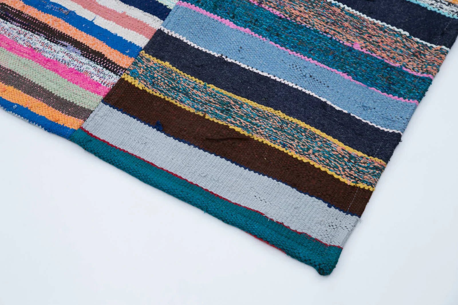 Kırk Yama Gri Patchwork Pamuk Yün El Dokuma Halısı 248x307 Agacan