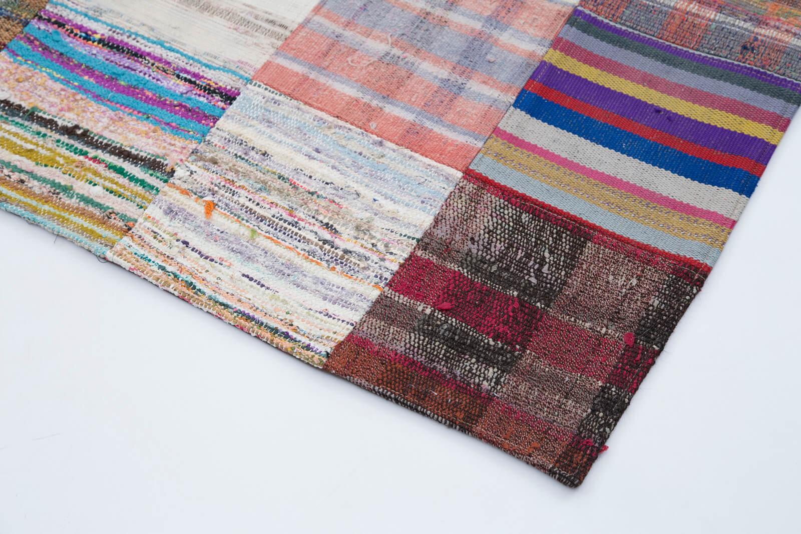 Kırk Yama Gri Patchwork Pamuk Yün El Dokuma Halısı 240x300 Agacan