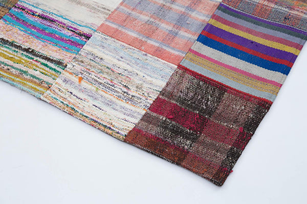 Kırk Yama Gri Patchwork Pamuk Yün El Dokuma Halısı 240x300 Agacan
