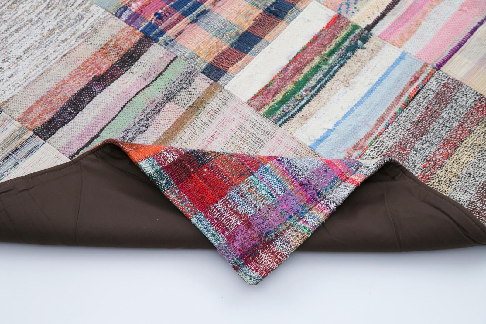 Kırk Yama Gri Patchwork Pamuk Yün El Dokuma Halısı 240x300 Agacan