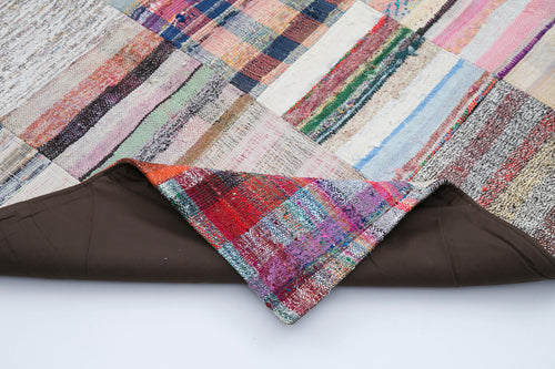 Kırk Yama Gri Patchwork Pamuk Yün El Dokuma Halısı 240x300 Agacan