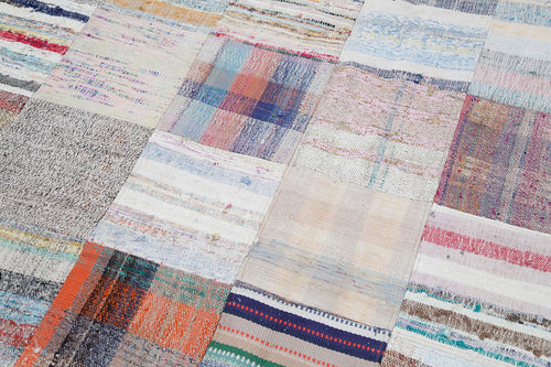 Kırk Yama Gri Patchwork Pamuk Yün El Dokuma Halısı 241x300 Agacan