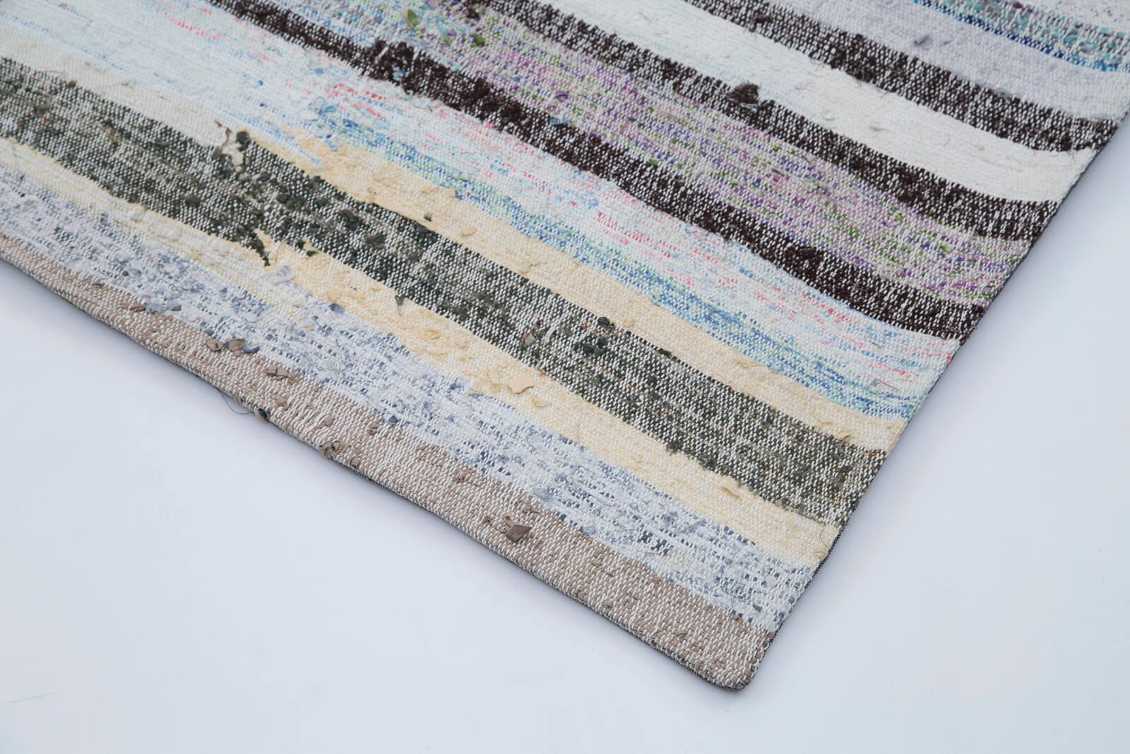 Kırk Yama Gri Patchwork Pamuk Yün El Dokuma Halısı 246x298 Agacan