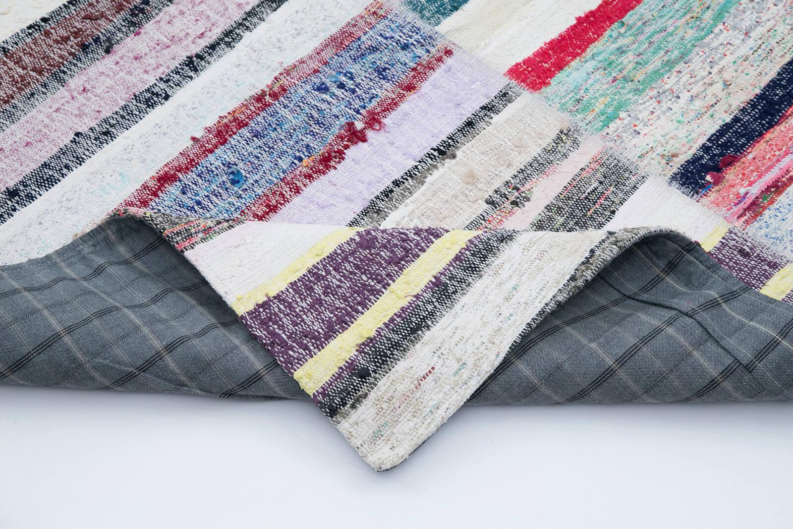 Kırk Yama Gri Patchwork Pamuk Yün El Dokuma Halısı 246x298 Agacan