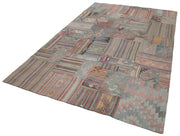 Kırk Yama Gri Patchwork Pamuk Yün El Dokuma Halısı 202x302 Agacan