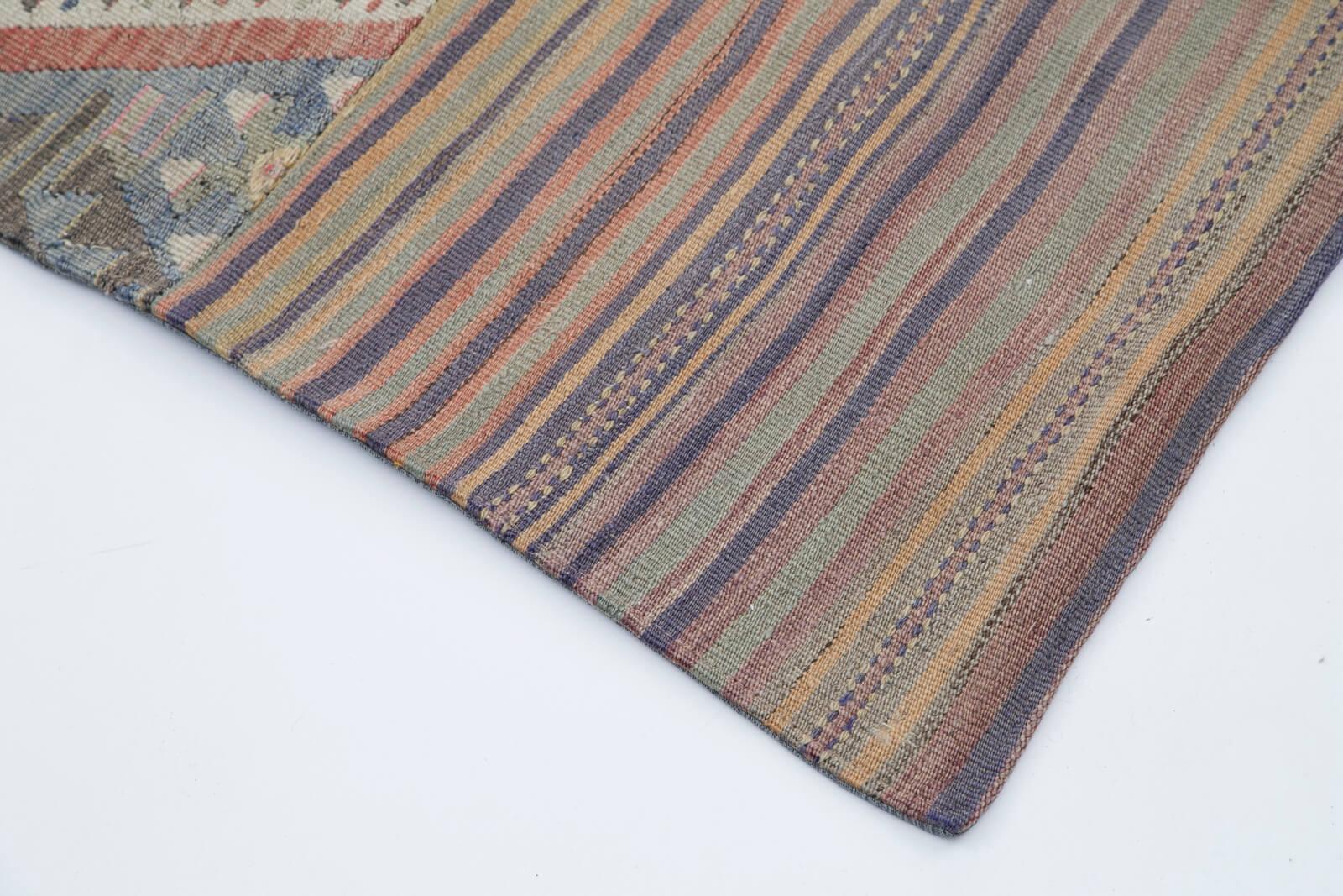 Kırk Yama Gri Patchwork Pamuk Yün El Dokuma Halısı 202x302 Agacan