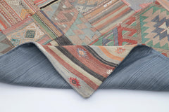 Kırk Yama Gri Patchwork Pamuk Yün El Dokuma Halısı 202x302 Agacan