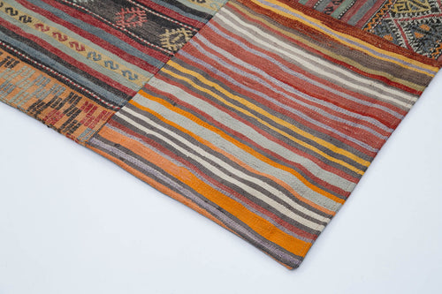 Kırk Yama Kırmızı Patchwork Pamuk Yün El Dokuma Halısı 203x301 Agacan