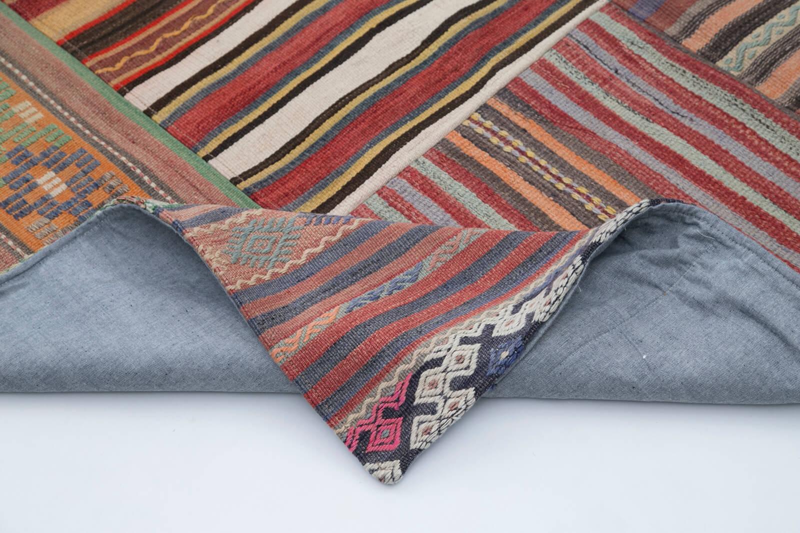Kırk Yama Kırmızı Patchwork Pamuk Yün El Dokuma Halısı 203x301 Agacan