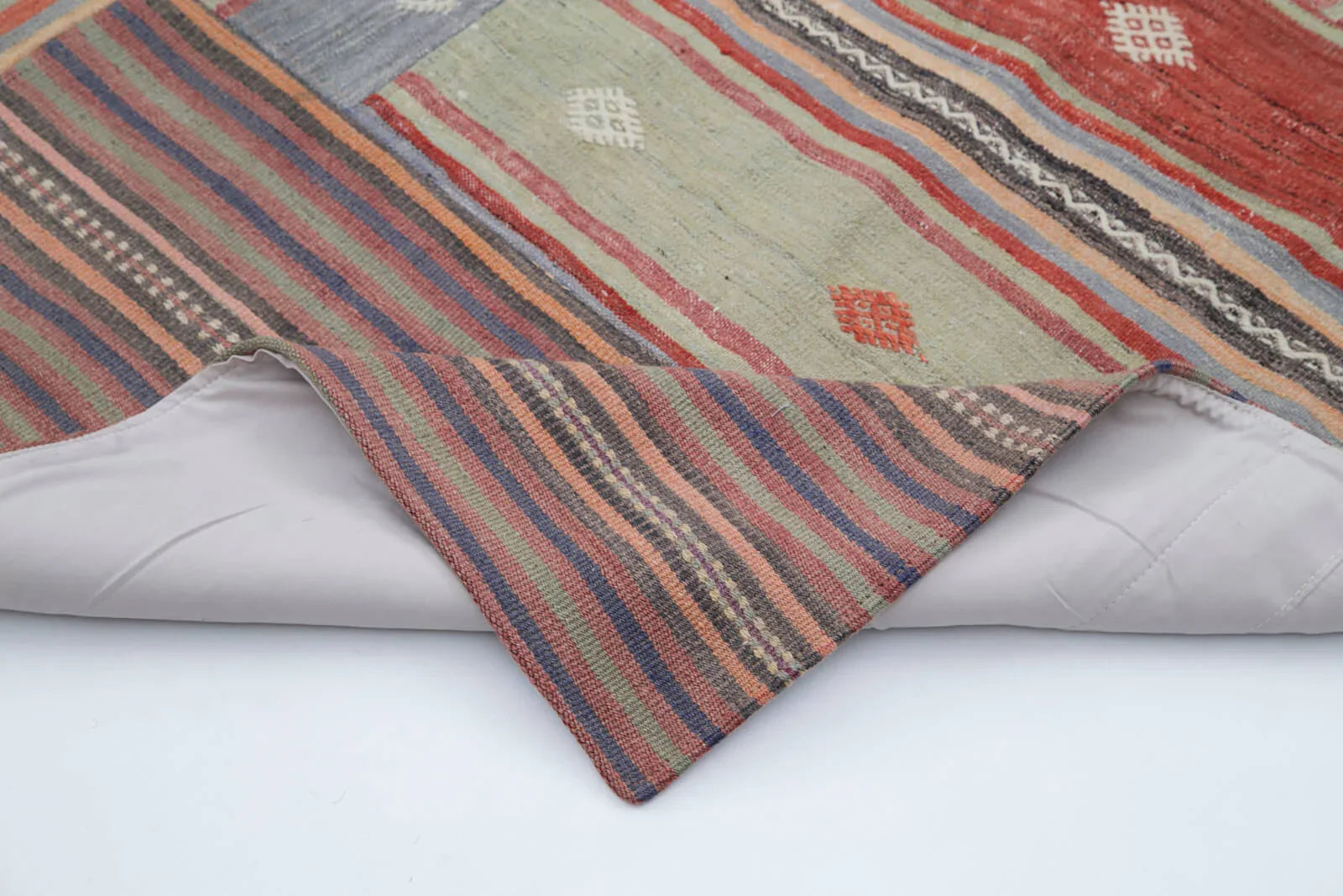 Kırk Yama Kahverengi Patchwork Pamuk Yün El Dokuma Halısı 204x302 Agacan