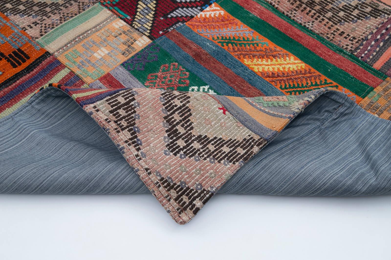 Kırk Yama Kırmızı Patchwork Pamuk Yün El Dokuma Halısı 202x301 Agacan