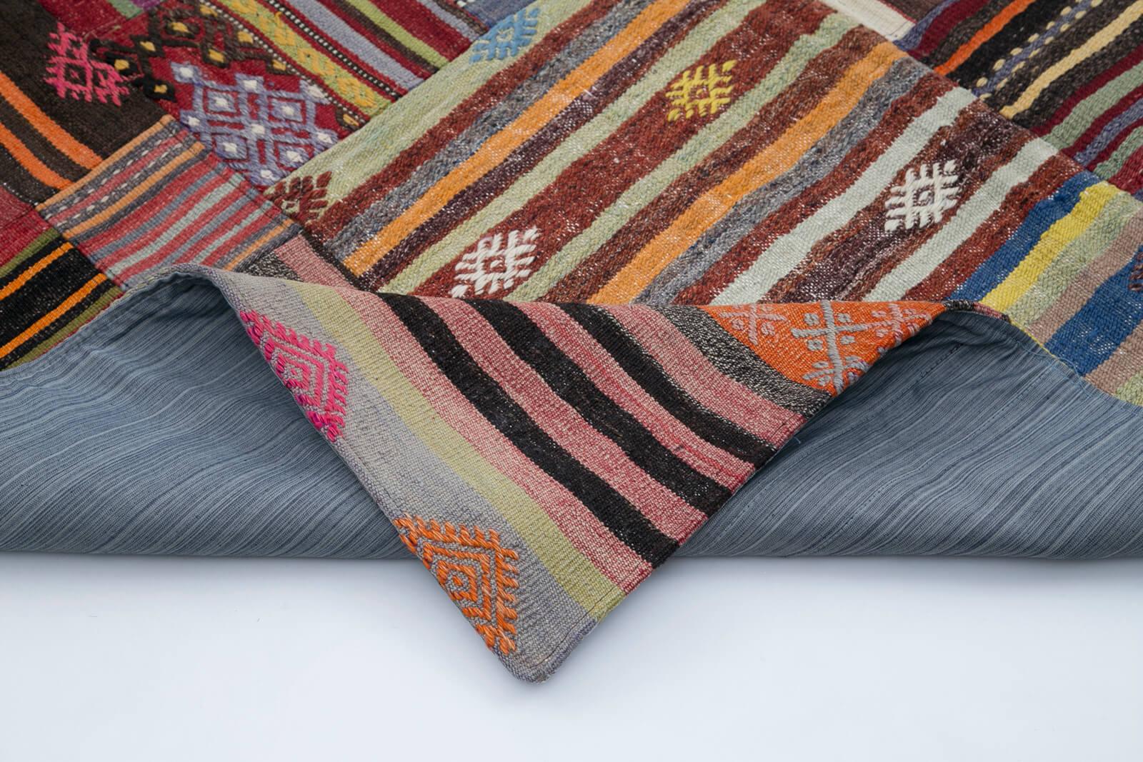 Kırk Yama Kırmızı Patchwork Pamuk Yün El Dokuma Halısı 203x301 Agacan