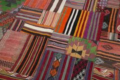 Kırk Yama Kırmızı Patchwork Pamuk Yün El Dokuma Halısı 203x301 Agacan