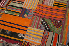 Kırk Yama Turuncu Patchwork Pamuk Yün El Dokuma Halısı 202x300 Agacan