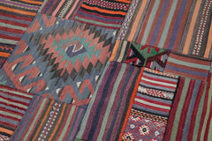 Kırk Yama Mor Patchwork Pamuk Yün El Dokuma Halısı 202x300 Agacan