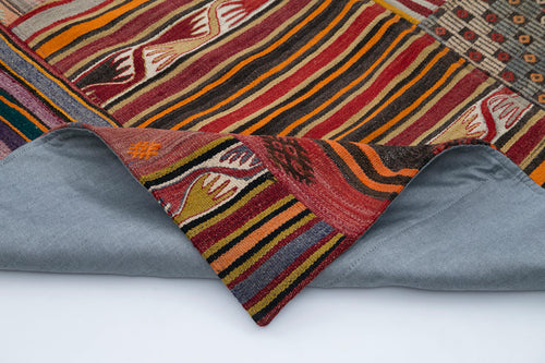 Kırk Yama Kırmızı Patchwork Pamuk Yün El Dokuma Halısı 202x301 Agacan