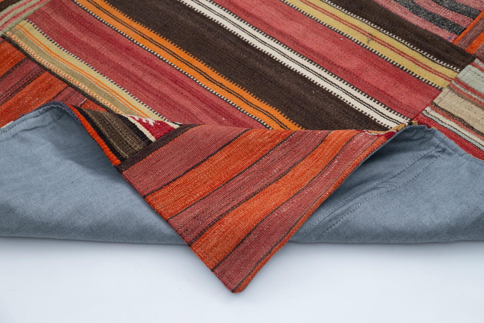Kırk Yama Kırmızı Patchwork Pamuk Yün El Dokuma Halısı 202x301 Agacan