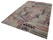 Kırk Yama Bej Patchwork Pamuk Yün El Dokuma Halısı 202x302 Agacan