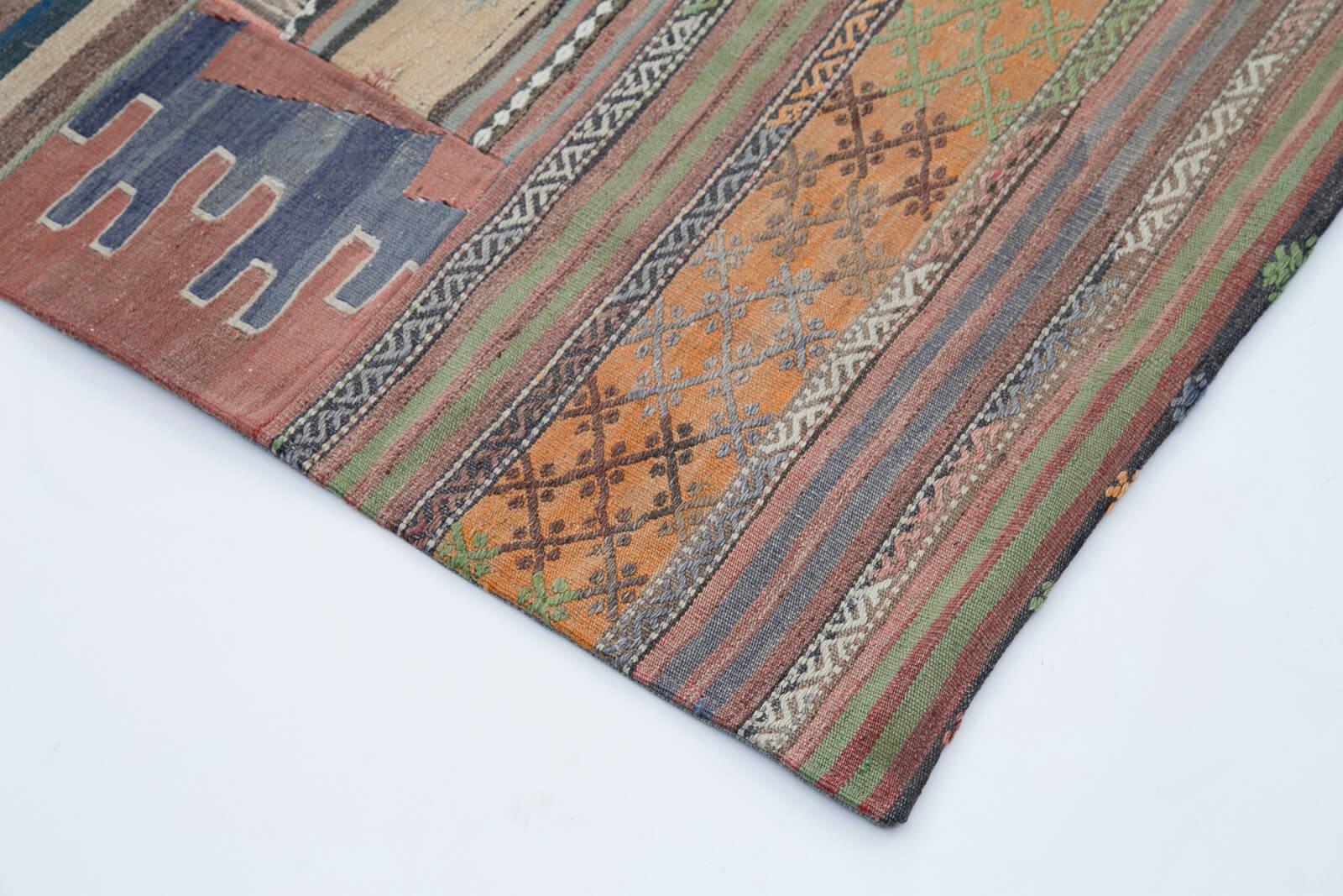 Kırk Yama Gri Patchwork Pamuk Yün El Dokuma Halısı 202x302 Agacan