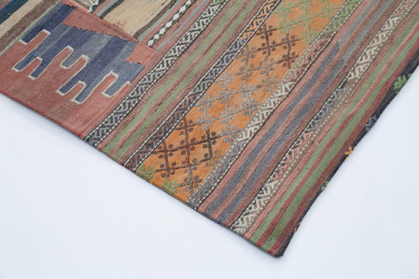 Kırk Yama Gri Patchwork Pamuk Yün El Dokuma Halısı 202x302 Agacan