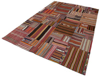 Red Geometric Bohemian Flatweave Kilim Rug 201x300 cm (6'7" x 9'10")