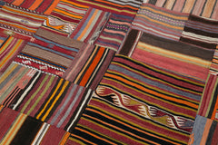 Kırk Yama Turuncu Patchwork Pamuk Yün El Dokuma Halısı 201x300 Agacan