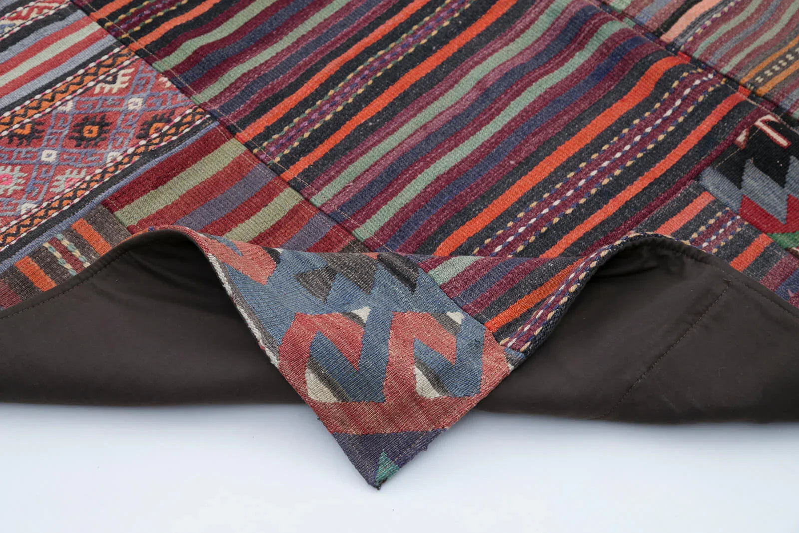 Kırk Yama Mor Patchwork Pamuk Yün El Dokuma Halısı 202x300 Agacan