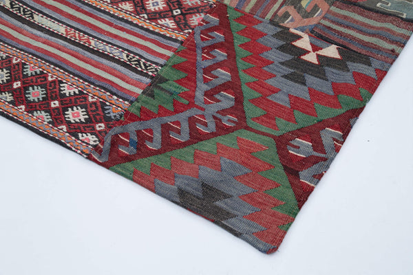 Kırk Yama Mor Patchwork Pamuk Yün El Dokuma Halısı 200x301 Agacan