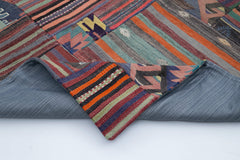 Kırk Yama Mor Patchwork Pamuk Yün El Dokuma Halısı 200x301 Agacan