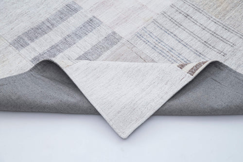 Kırk Yama Beyaz Patchwork Pamuk Yün El Dokuma Halısı 244x302 Agacan