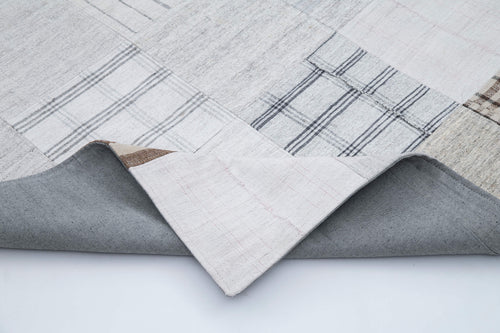 Kırk Yama Beyaz Patchwork Pamuk Yün El Dokuma Halısı 245x304 Agacan