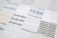 Kırk Yama Beyaz Patchwork Pamuk Yün El Dokuma Halısı 245x304 Agacan