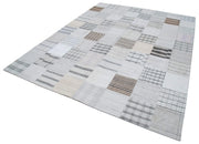 Kırk Yama Beyaz Patchwork Pamuk Yün El Dokuma Halısı 245x303 Agacan