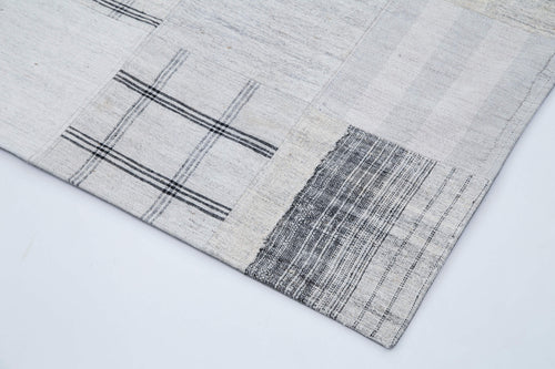 Kırk Yama Beyaz Patchwork Pamuk Yün El Dokuma Halısı 245x305 Agacan