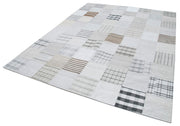 Kırk Yama Gri Patchwork Pamuk Yün El Dokuma Halısı 243x305 Agacan