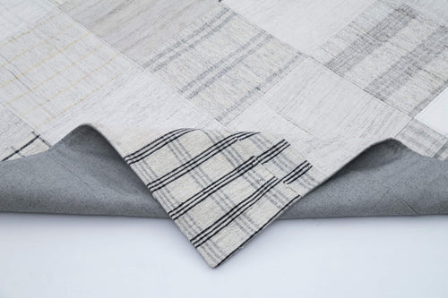 Kırk Yama Gri Patchwork Pamuk Yün El Dokuma Halısı 243x305 Agacan