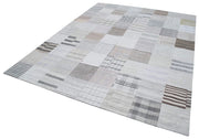 Kırk Yama Beyaz Patchwork Pamuk Yün El Dokuma Halısı 245x302 Agacan