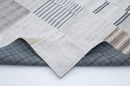 Kırk Yama Beyaz Patchwork Pamuk Yün El Dokuma Halısı 245x302 Agacan