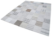 Kırk Yama Beyaz Patchwork Pamuk Yün El Dokuma Halısı 245x305 Agacan